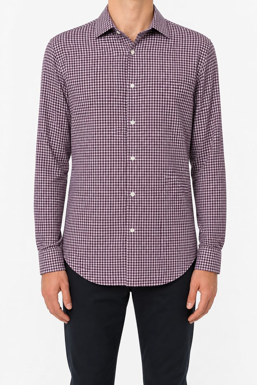 Bonobos Men's Slim Fit Stretch Purple Pink Gingham Long Sleeve Button Shirt XL